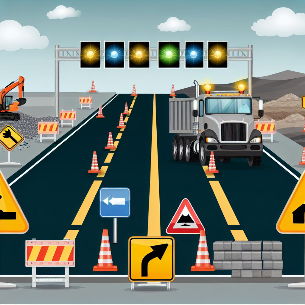 Truck navigating through a construction zone