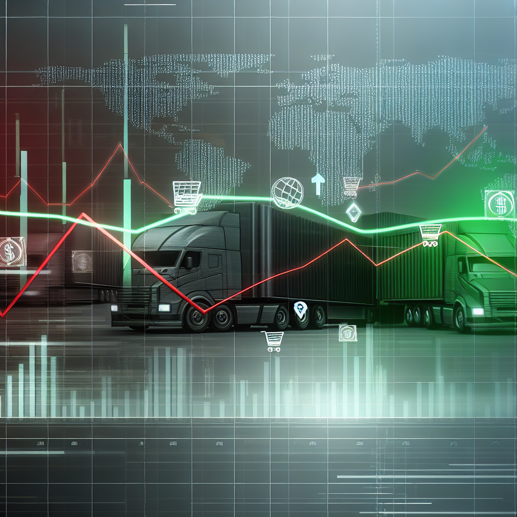 Image depicting fluctuating truck prices against tariffs