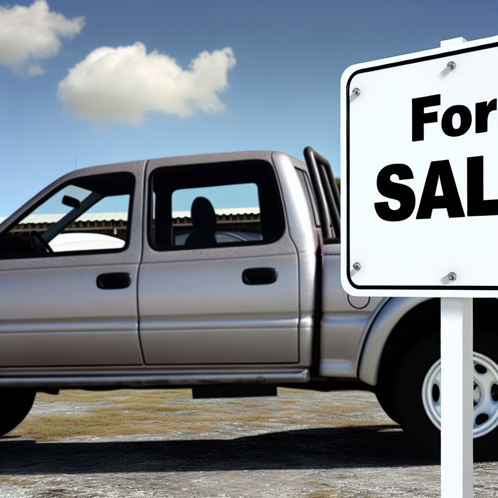 For Sale Sign in Front of Used Truck
