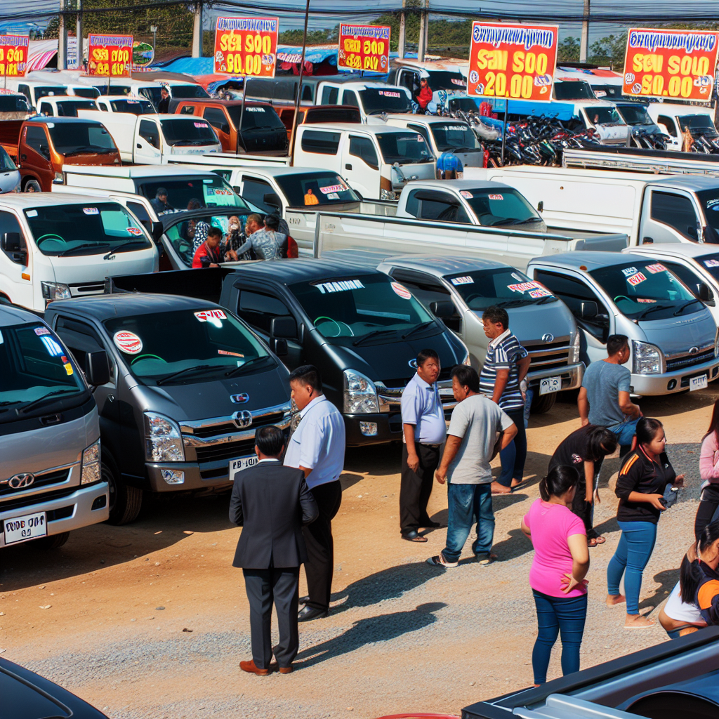 Busy used truck sales lot