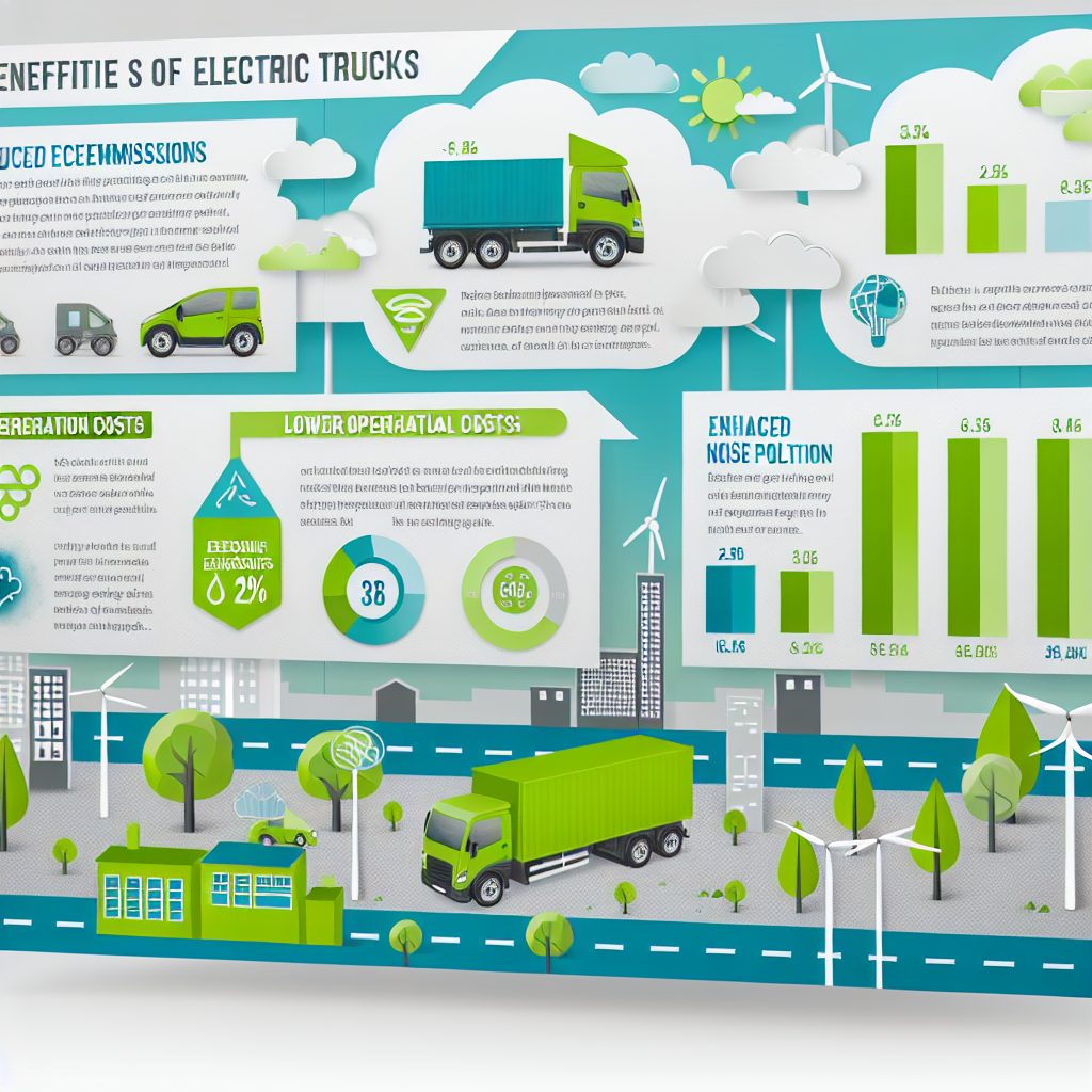 Infographic summarizing the environmental benefits of electric trucks