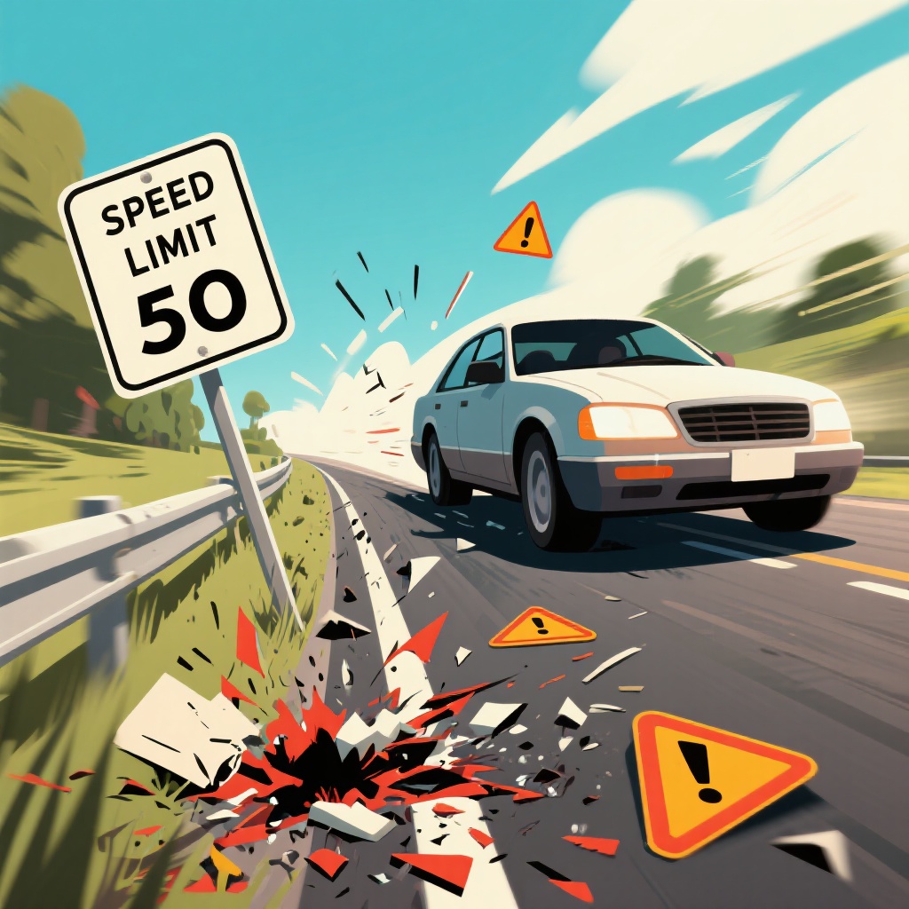 Illustration depicting the dangers of speeding
