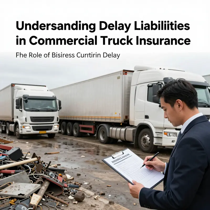 Commercial trucks navigating operational challenges, highlighting the limitations of insurance coverage regarding delivery delays.