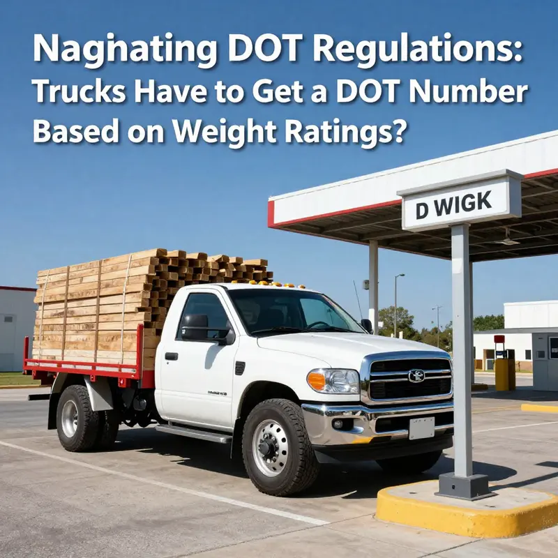 Commercial pickup truck at a weigh station, illustrating weight rating importance.