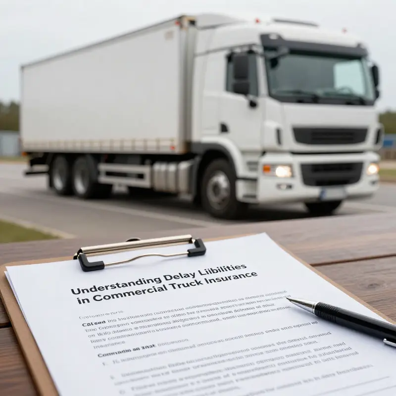 Commercial trucks navigating operational challenges, highlighting the limitations of insurance coverage regarding delivery delays.