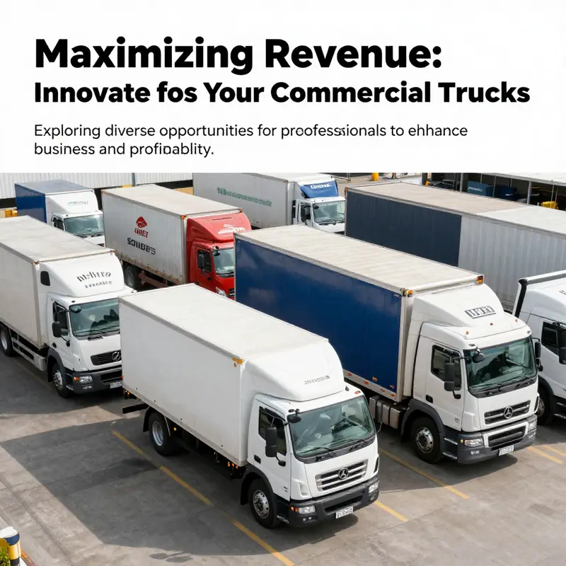 A fleet of parked commercial trucks at a distribution center, representing diverse business opportunities.