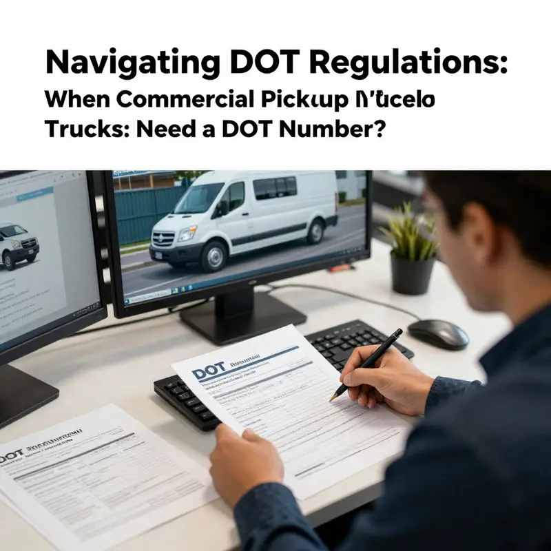 Commercial pickup truck at a weigh station, illustrating weight rating importance.