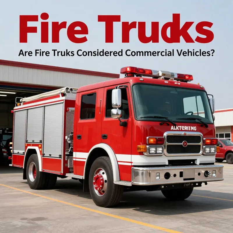 A fire truck parked at a fire station, highlighting its unique characteristics.