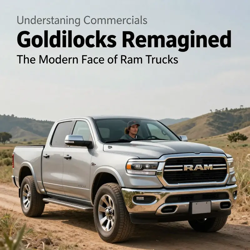 Glen Powell as Goldilocks in a Ram Truck, showcasing comfort and performance.