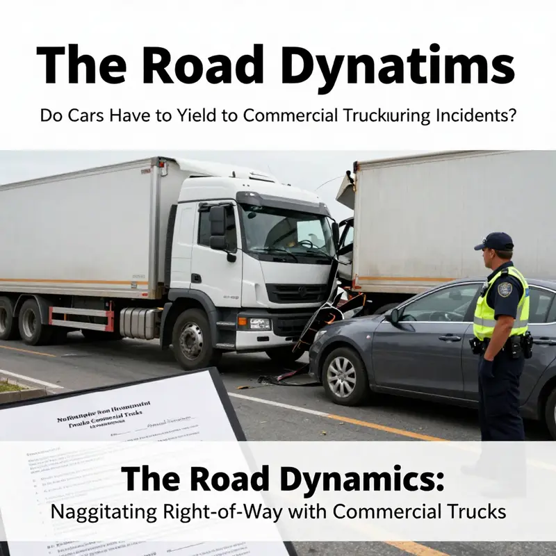 A visual representation of right-of-way dynamics at an intersection involving trucks and cars.