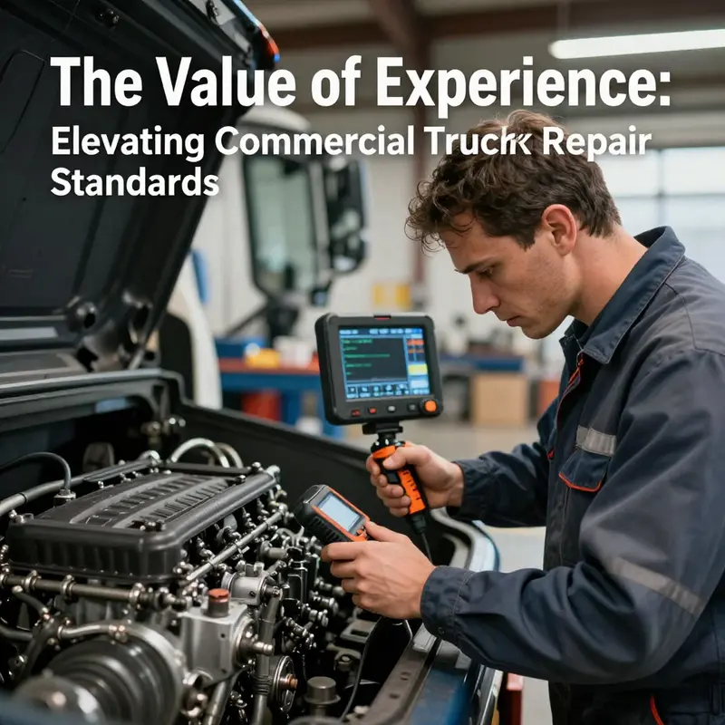 A technician analyzing advanced diagnostic systems to troubleshoot issues in commercial trucks.
