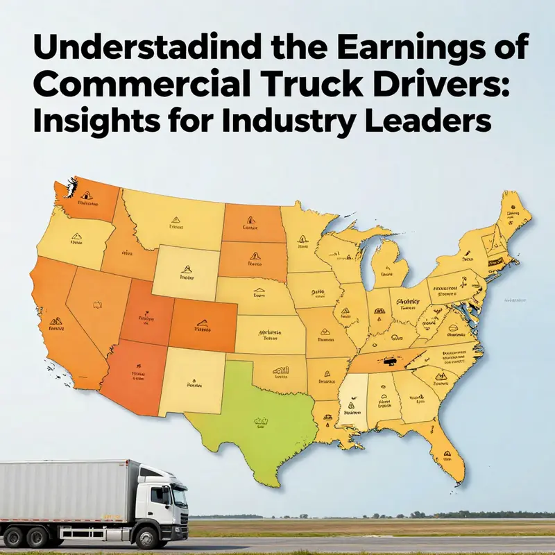 An average truck driver showcasing earnings next to a commercial truck, reflecting industry standards.