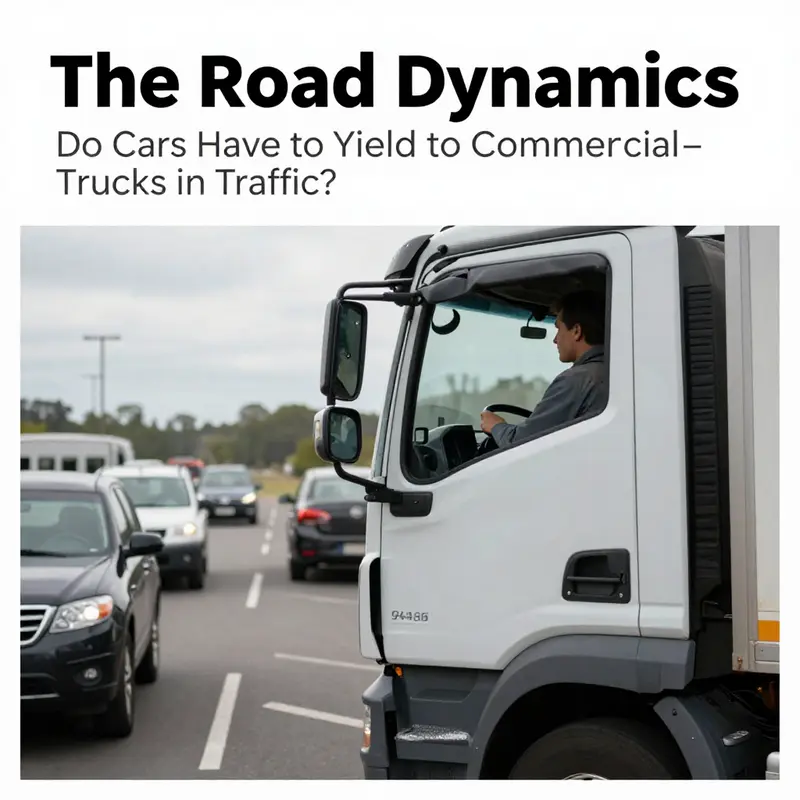 A visual representation of right-of-way dynamics at an intersection involving trucks and cars.