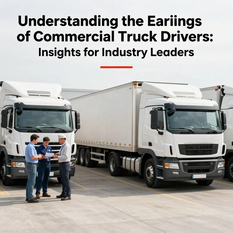Scene at a freight terminal showing commercial trucks and logistics professionals, emphasizing truck driver earnings.