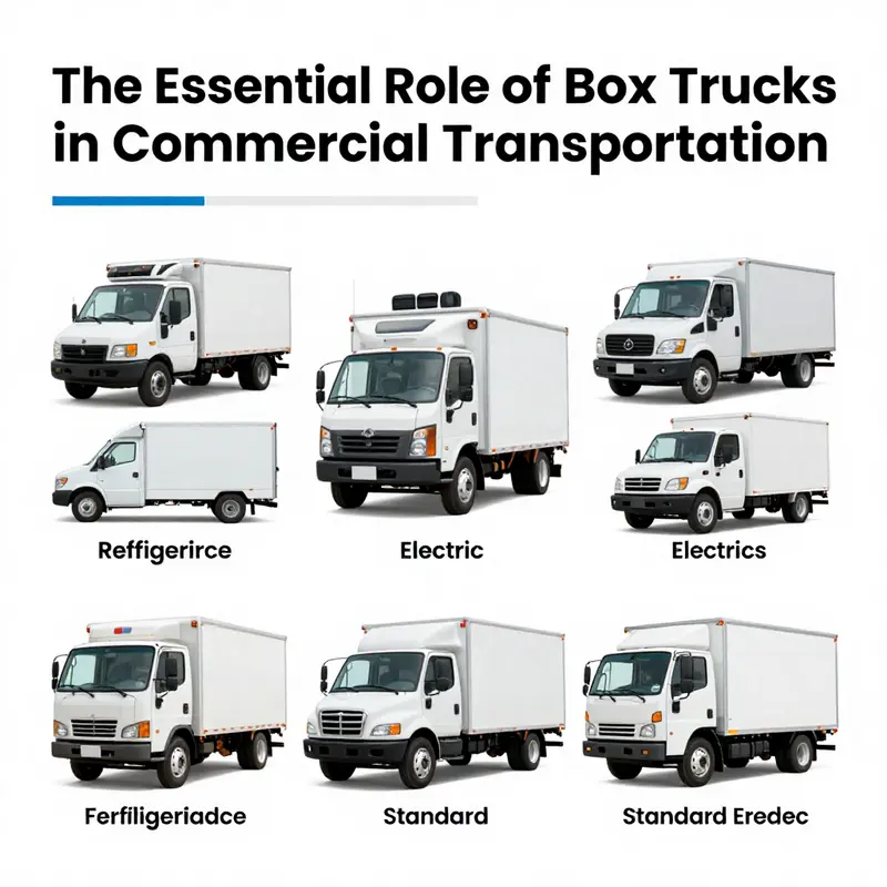 A variety of box trucks representing their classification in commercial transportation.