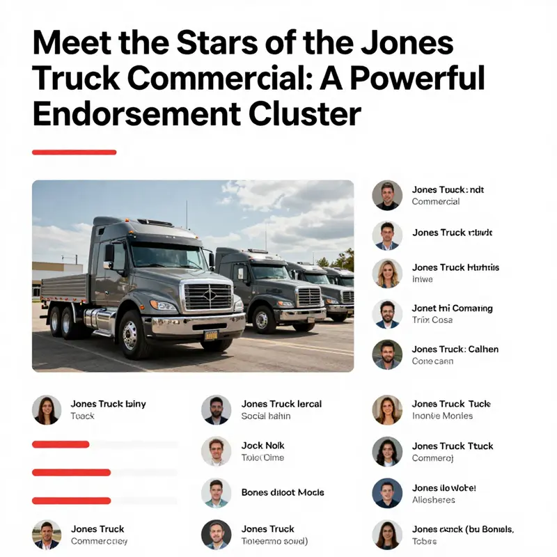 A lively display of the celebrities featured in the Jones Truck commercial, each embodying distinct styles.