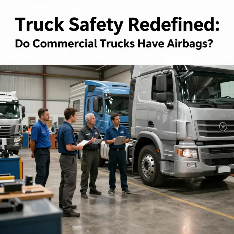 A semi-truck showcasing the structural and safety features that take priority over airbags.