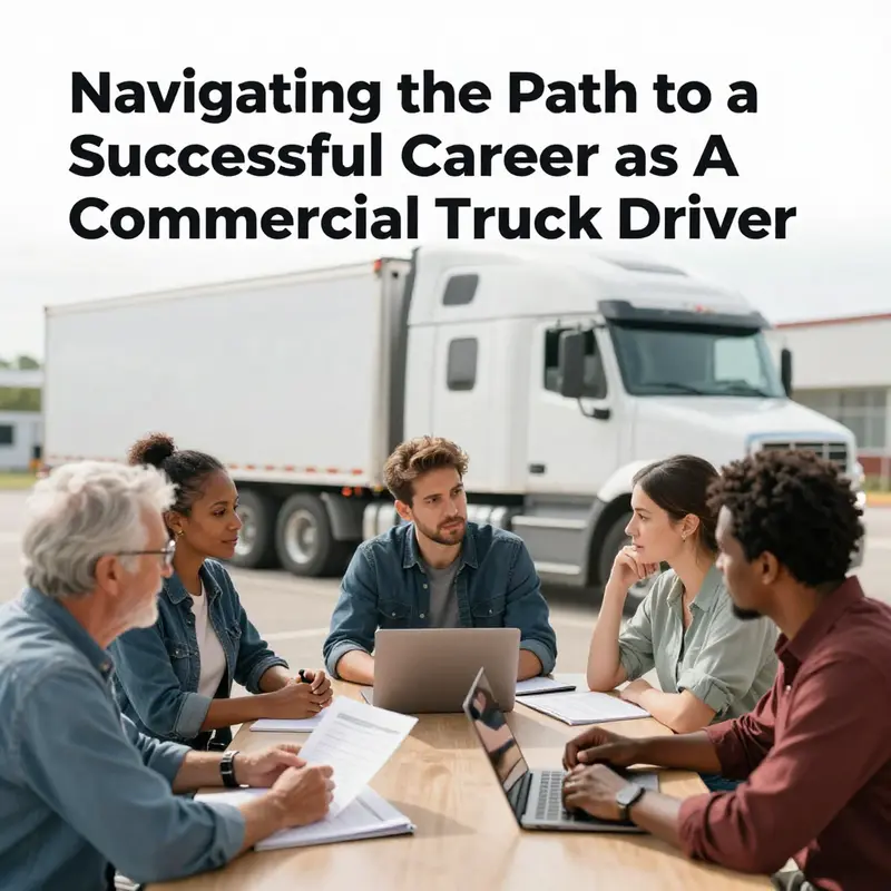 Individuals of diverse backgrounds reviewing age and legal requirements for becoming commercial truck drivers.