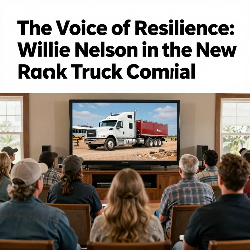 Willie Nelson performing in the new Ram Truck commercial, emphasizing his deep connection to rural values.