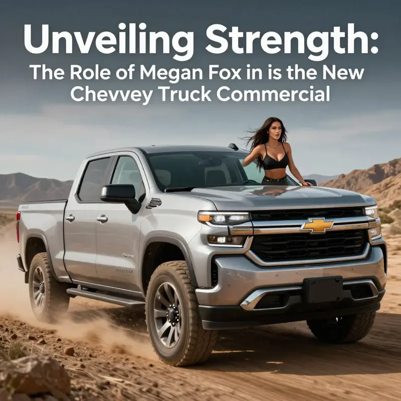 Megan Fox showcasing the 2024 Chevrolet Silverado, emphasizing strength and rugged design.