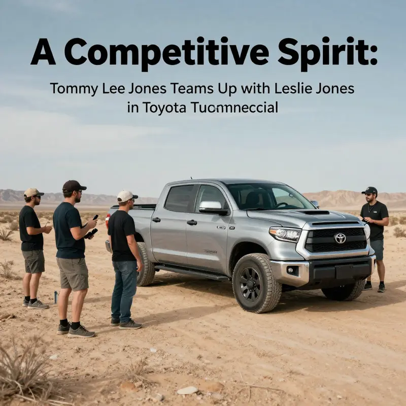 Tommy Lee Jones and Leslie Jones in the desert, highlighting their chemistry in the truck commercial.