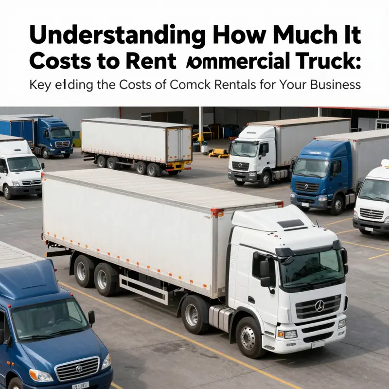 Various commercial trucks displaying the diversity that affects rental costs.