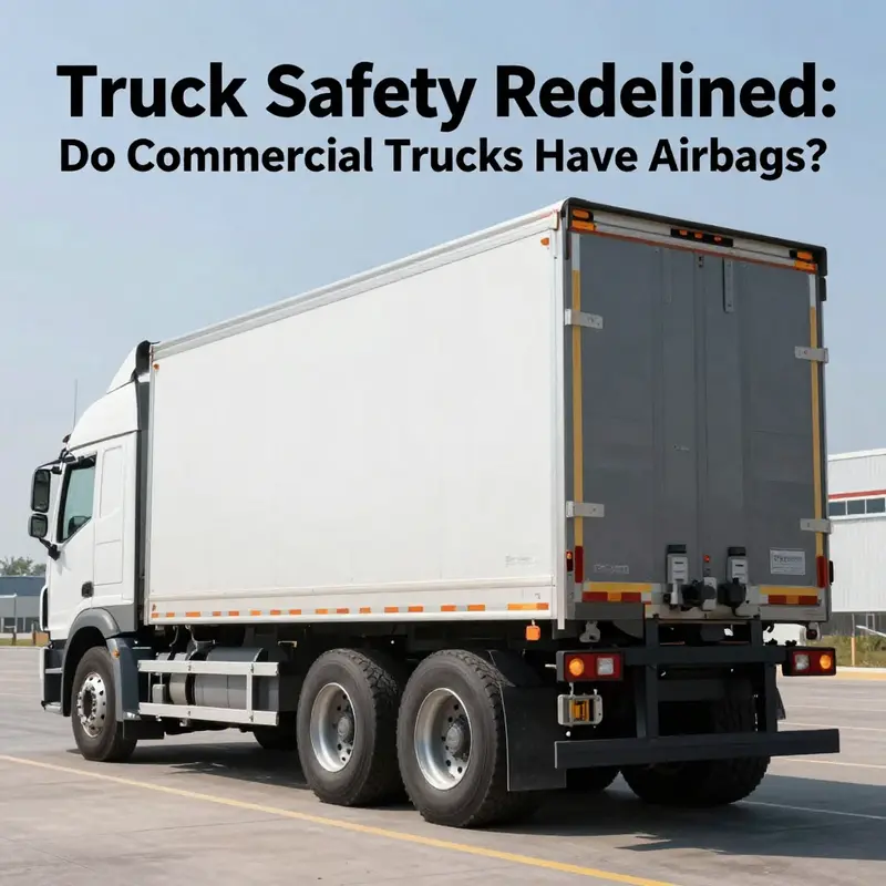 A semi-truck showcasing the structural and safety features that take priority over airbags.