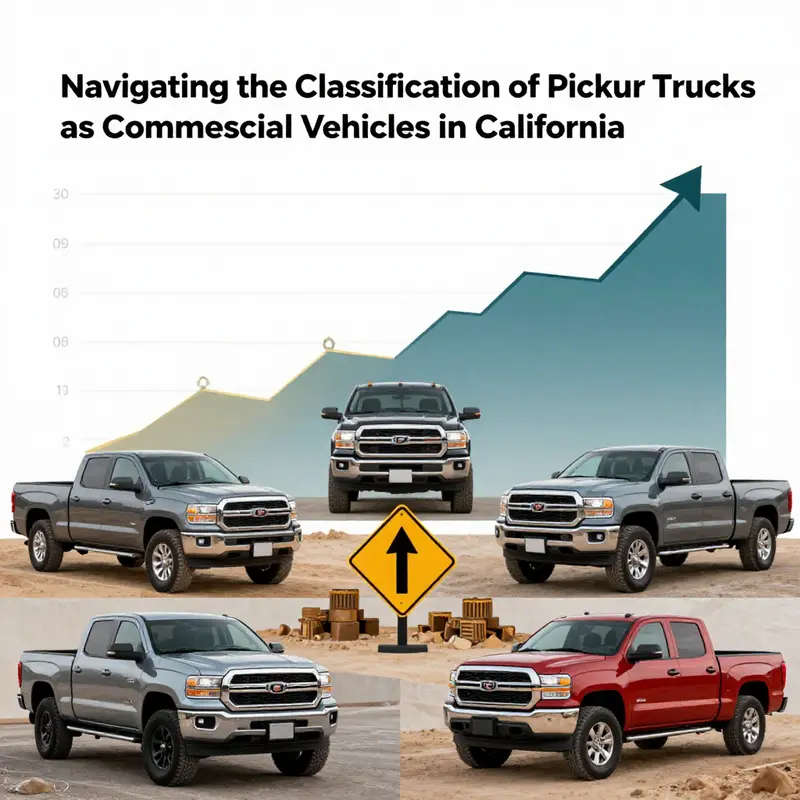 Depiction of different environments highlighting the distinction between commercial and personal use of pickup trucks.