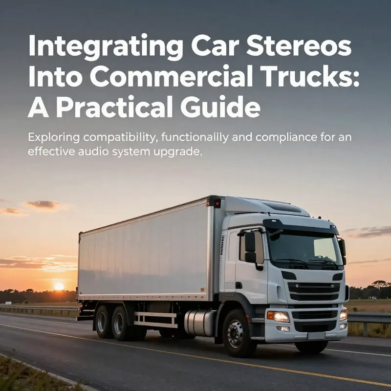 An image showing a commercial truck driving on an open road at sunset, symbolizing journey and enhanced audio experiences.
