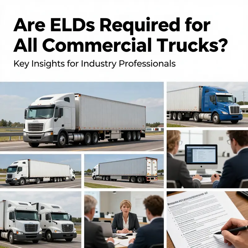 A montage showing diverse aspects of the commercial trucking industry related to ELD regulations.