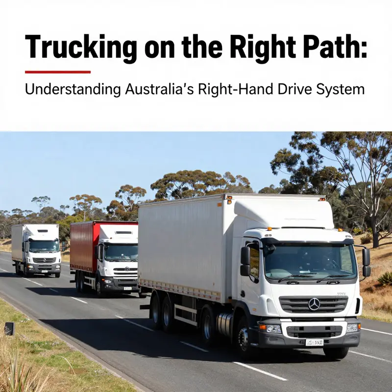 A cover image featuring diverse commercial trucks driving on an Australian highway, emphasizing right-hand drive.