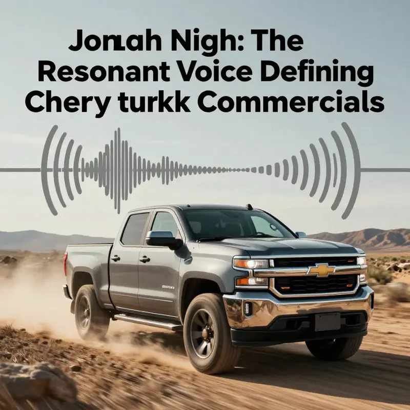 A Chevy truck in a rugged landscape, signifying the brand's message of durability and powered by Jonah Nigh's voice.