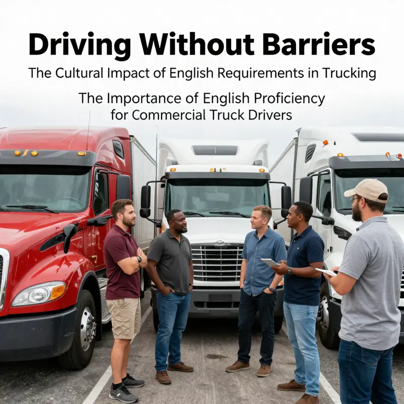 Truck drivers participating in safety discussions highlighting the importance of language proficiency.