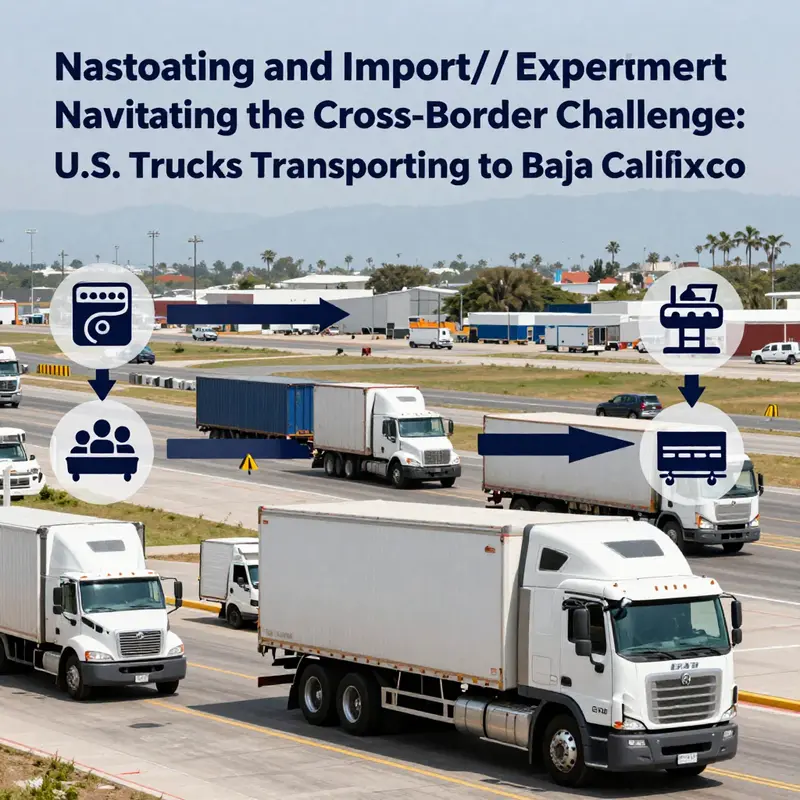Trucks waiting at the U.S.-Mexico border crossing, showcasing the importance of regulatory compliance.