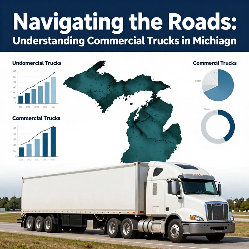 Different types of commercial trucks operating on Michigan roads, illustrating their classification.