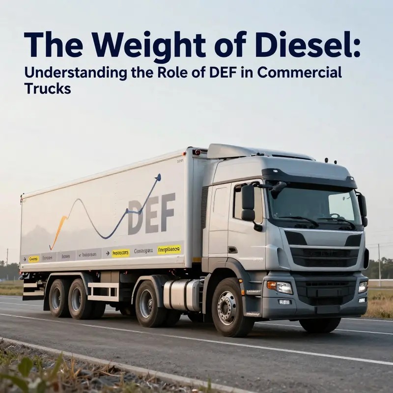 Commercial diesel trucks lined at a logistics center with DEF storage, symbolizing market dominance.