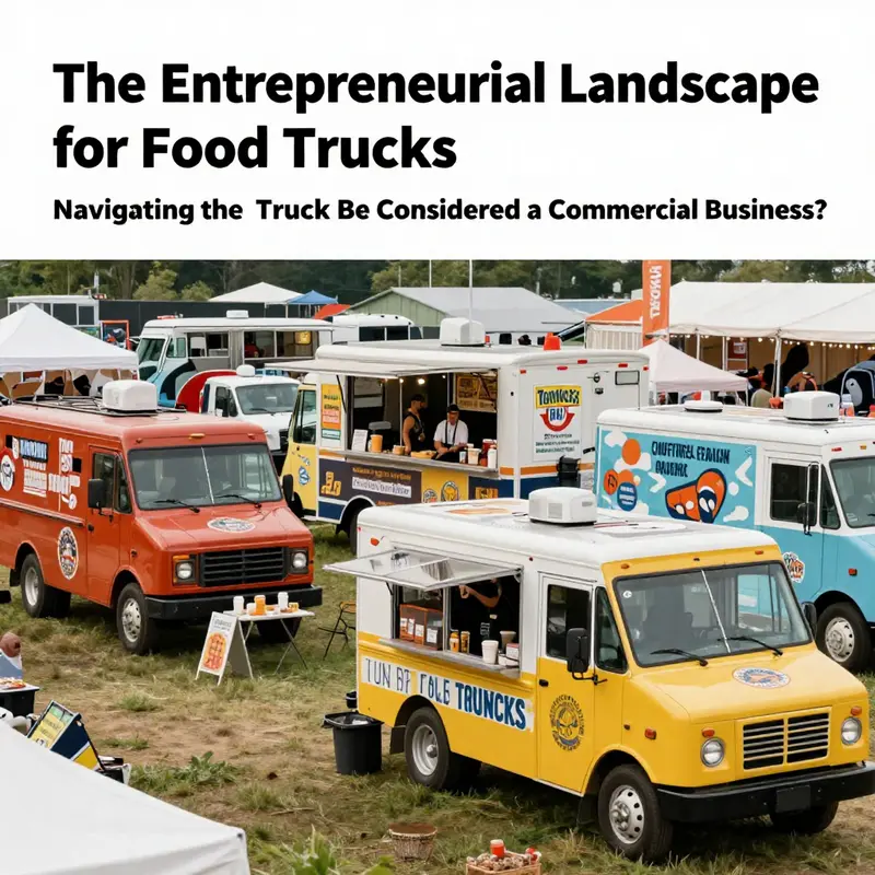 A lively food truck operating in a commercial setting, attracting a diverse crowd.