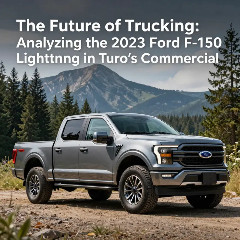 The stunning 2023 Ford F-150 Lightning, as portrayed in Turo’s commercial, emphasizing its modern design.