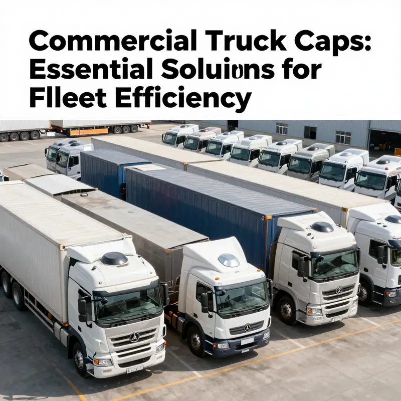 Fleet of trucks featuring different styles of commercial truck caps in a logistics facility.