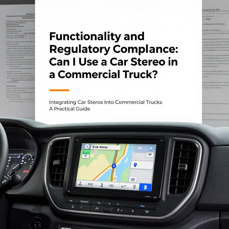 Installation of a car stereo in a commercial truck dashboard showcasing necessary tools and fittings.