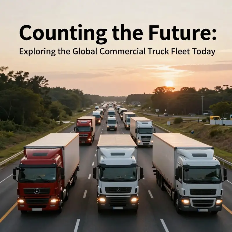Highway populated with diverse types of commercial trucks, symbolizing the global fleet’s breadth.
