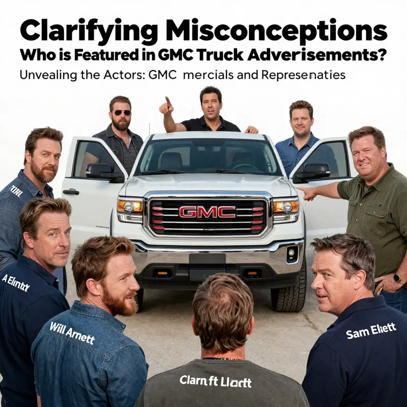 A montage showcasing the primary actors in GMC truck commercials, emphasizing the absence of black representation.