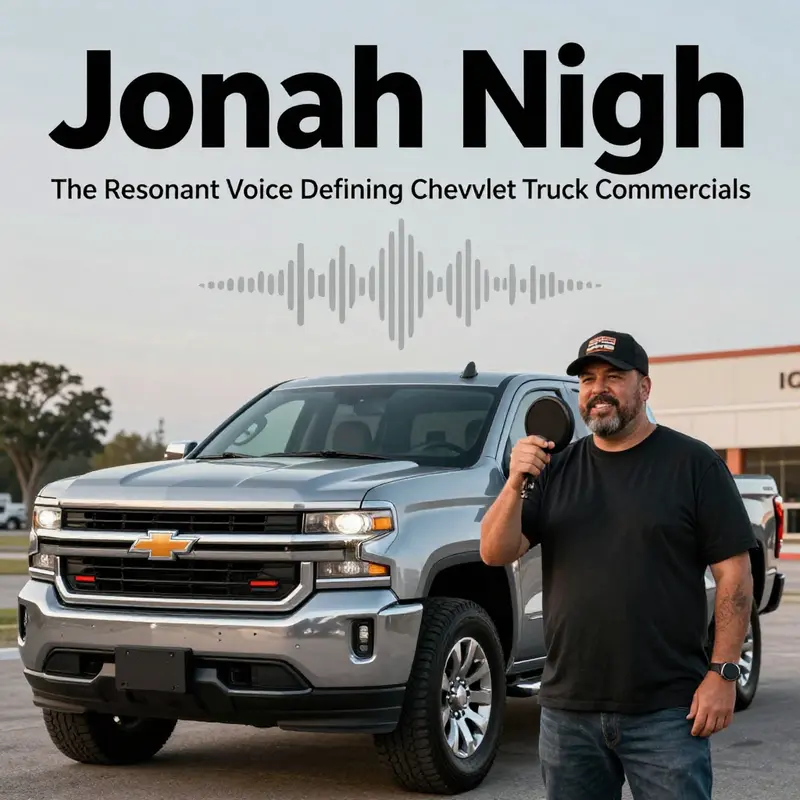 Jonah Nigh recording voiceovers in a studio, a key figure in Chevy truck branding.