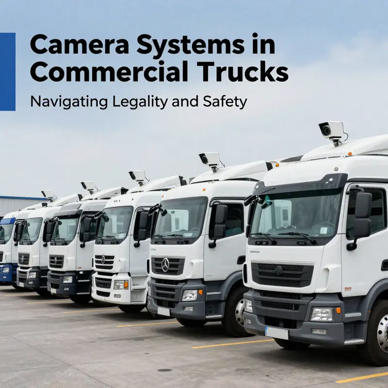 A commercial truck equipped with advanced camera systems, highlighting their legal acceptance in transportation.