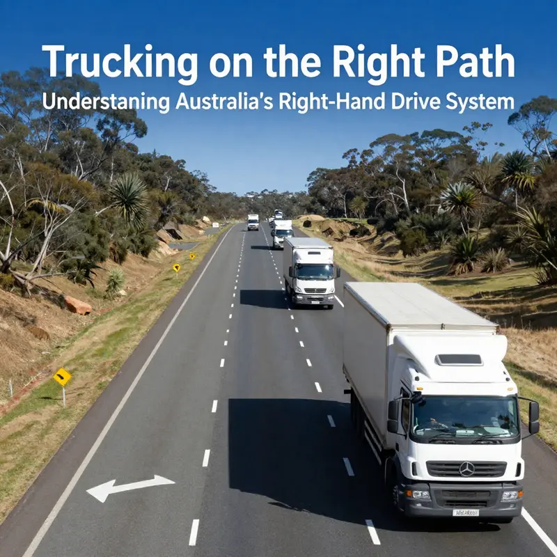Commercial trucks in Australia feature right-hand drive, crucial for navigation on the left side of the road.