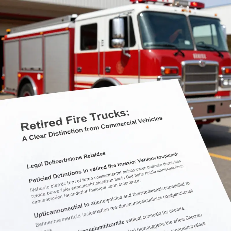 An old retired fire truck, illustrating its status as a non-commercial vehicle.