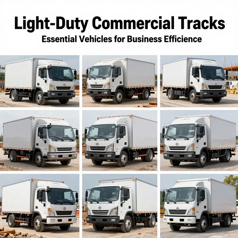 A variety of light-duty commercial trucks, showcasing their design and functionality for diverse applications.