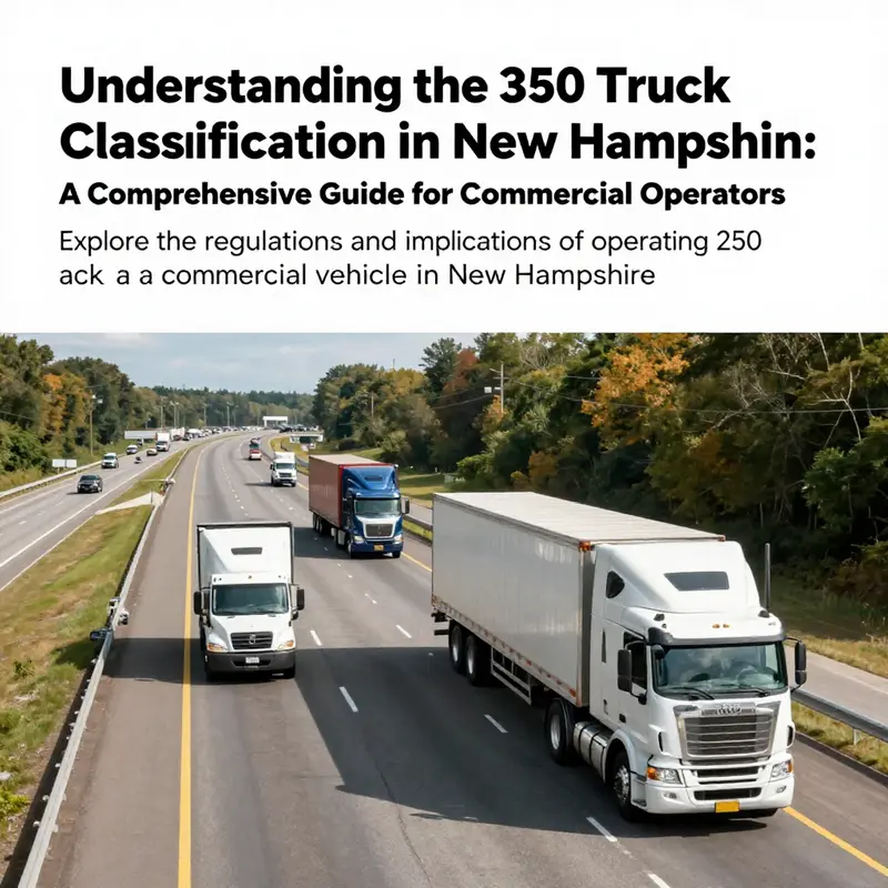 A vibrant scene of multiple 350 trucks on New Hampshire highways, symbolizing the pivotal role of commercial transportation in the region's economy.