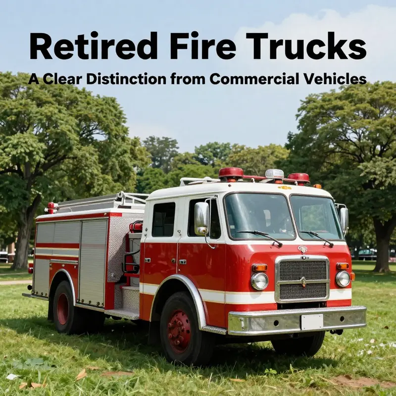 An old retired fire truck, illustrating its status as a non-commercial vehicle.