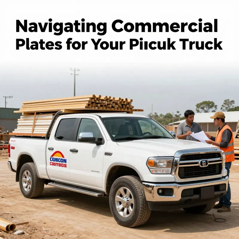Pickup truck registered for business use at a construction site.